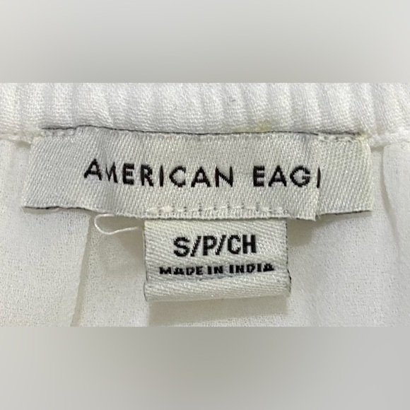 American Eagle Womens S Solid Classic White Ruffle  Sleeve Top Boho Classic - Picture 11 of 14